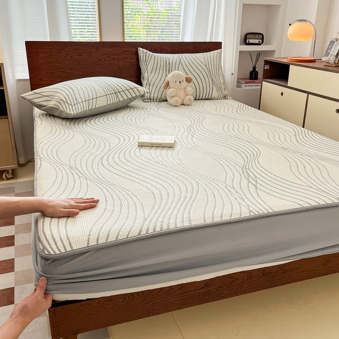 91家纺网 家纺一手货源 找家纺 （总）雅居纺家纺 2025新款A类加厚三明治底简约提花凉感席系列-床笠款