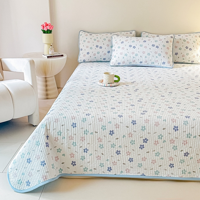 91家纺网 家纺一手货源 找家纺 （总）橘夏家纺2025爆款棉感珍珠绸印花床盖三件套