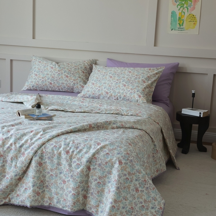 91家纺网 家纺一手货源 找家纺 棉眠 2025新款纯棉花边夏被套件 美琪