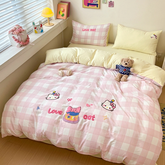 91家纺网 家纺一手货源 找家纺 （总）雨帆  2025新款卡通水洗棉毛巾绣四件套