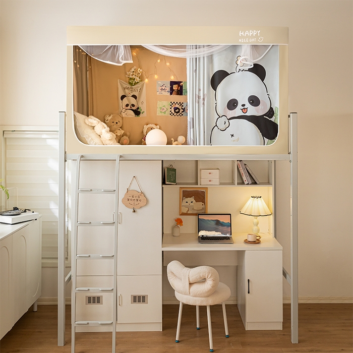 91家纺网 家纺一手货源 找家纺 觅妮家纺 2025新款99%强遮光涂银涂层大版数码印花宿舍学生床帘蚊帐 快乐国宝