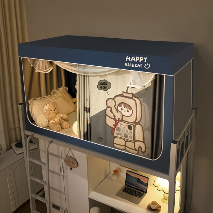 91家纺网 家纺一手货源 找家纺 觅妮家纺 2025新款99%强遮光涂银涂层大版数码印花宿舍学生床帘蚊帐 呼叫转移