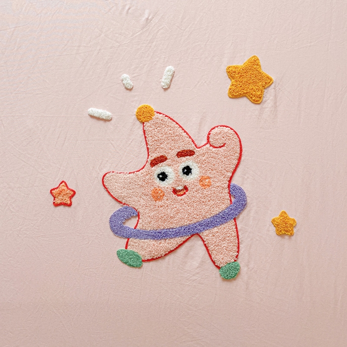 91家纺网 家纺一手货源 找家纺 海岛哥哥 2025春夏新款卡通毛巾绣床笠 可爱星星