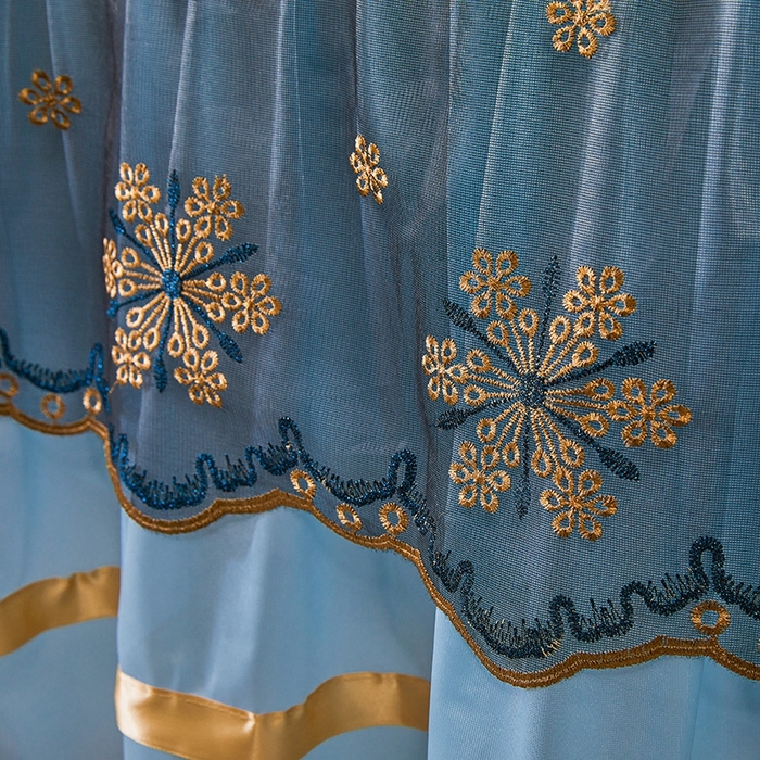 91家纺网 家纺一手货源 找家纺 情恒家纺   2025新款提花PE海洋丝可脱卸床裙席三件套 城市剪影 清新蓝