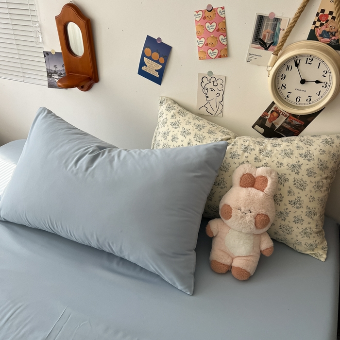 91家纺网 家纺一手货源 找家纺 罗亿家纺 罗亿家纺 2025新款软绵绵的双拼印花小清新云朵皱皱水洗棉四件套（含买家秀） 春日与玫瑰