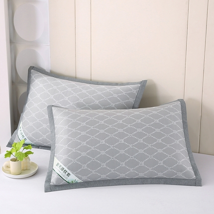 2025新款PE月亮爱心提花夏凉冰丝枕套 灰色