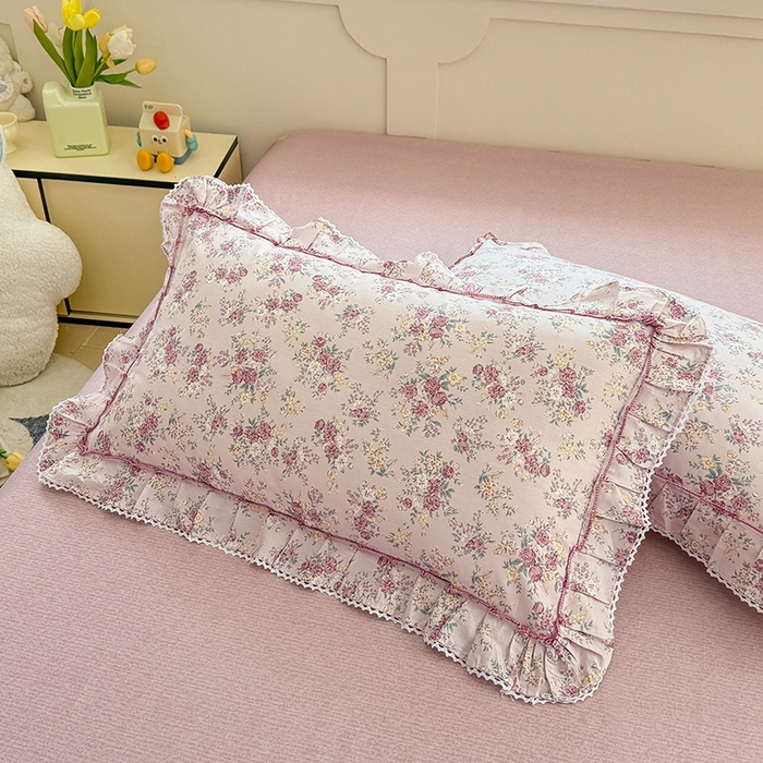 91家纺网 家纺一手货源 找家纺 缦彩家纺  2025新款韩版全棉公主风床单四件套 缤纷绮梦