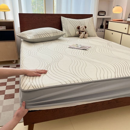 91家纺网 家纺一手货源 找家纺 （总）雅居纺家纺 2025新款A类加厚三明治底简约提花凉感席系列-床笠款