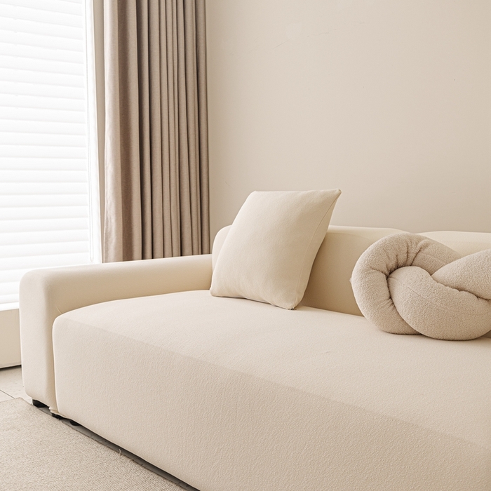 91家纺网 家纺一手货源 找家纺 沐沐家纺  2026新款素鸢沙发套 米白 抱枕套