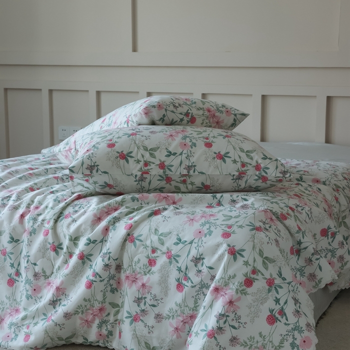 91家纺网 家纺一手货源 找家纺 棉眠 2025新款纯棉花边夏被套件 漫步花庭