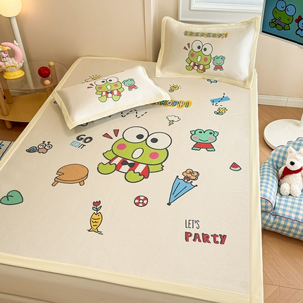 蓝邻 2025春夏新款正版三丽鸥600D冰藤大版数码印花凉席-场景一 派队三眼蛙