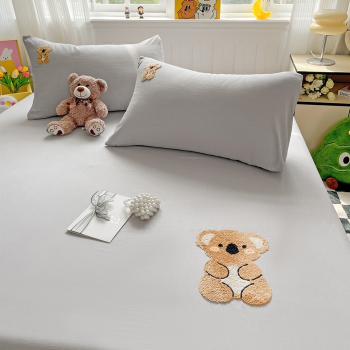 91家纺网 家纺一手货源 找家纺 海岛哥哥 2025春夏新款卡通毛巾绣床笠 佛系考拉