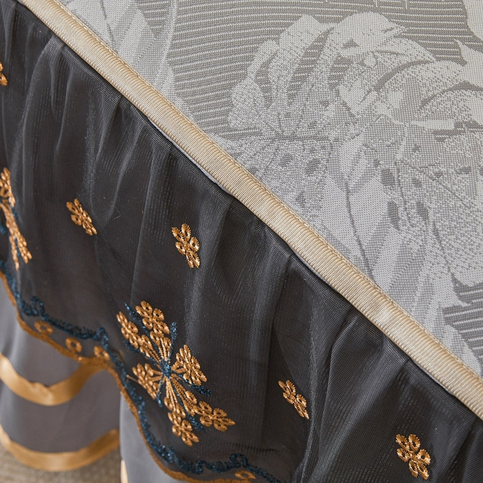 91家纺网 家纺一手货源 找家纺 情恒家纺   2025新款提花PE海洋丝可脱卸床裙席三件套 生如夏花 星灰