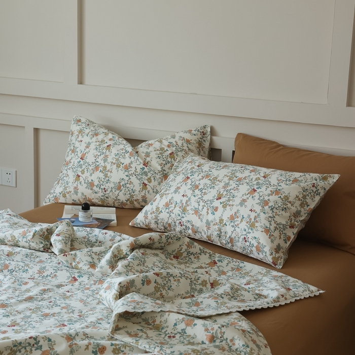 91家纺网 家纺一手货源 找家纺 棉眠 2025新款纯棉花边夏被套件 秋茗