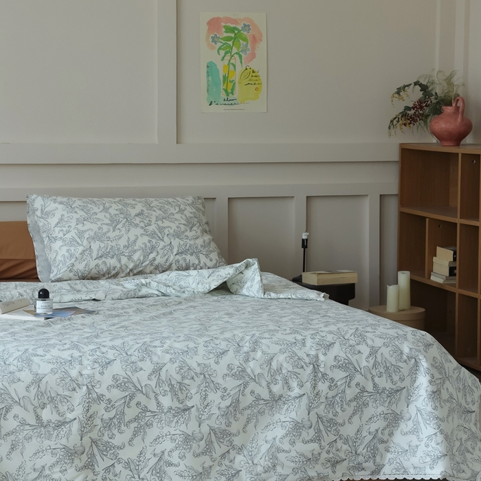 91家纺网 家纺一手货源 找家纺 棉眠 2025新款纯棉花边夏被套件 秋日风铃