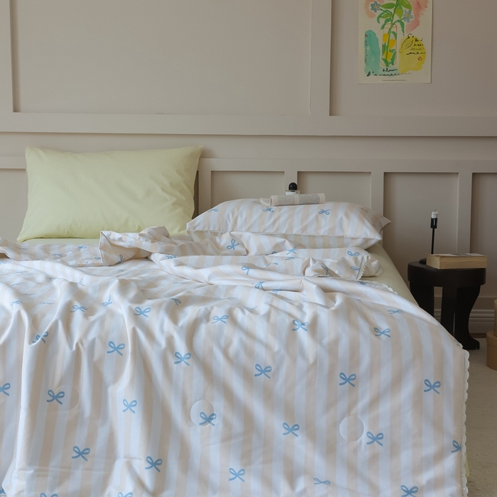 91家纺网 家纺一手货源 找家纺 棉眠 2025新款纯棉花边夏被套件 萝莉点点