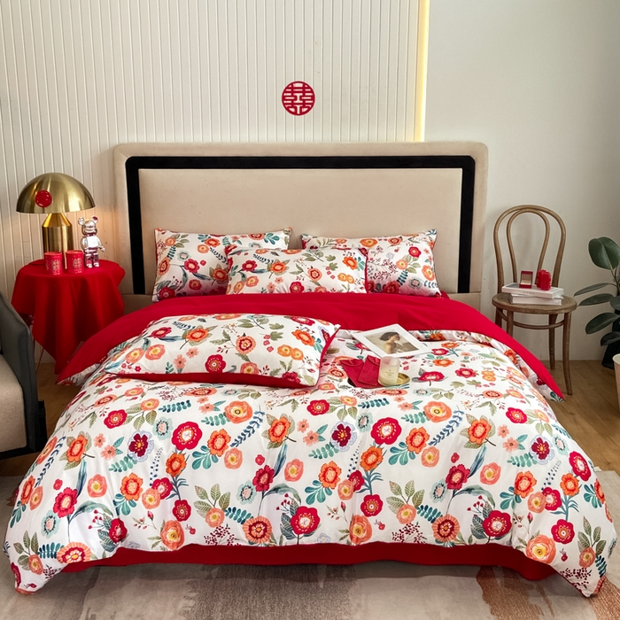 91家纺网 家纺一手货源 找家纺 （总）用心 2022新款数码印花婚庆四件套