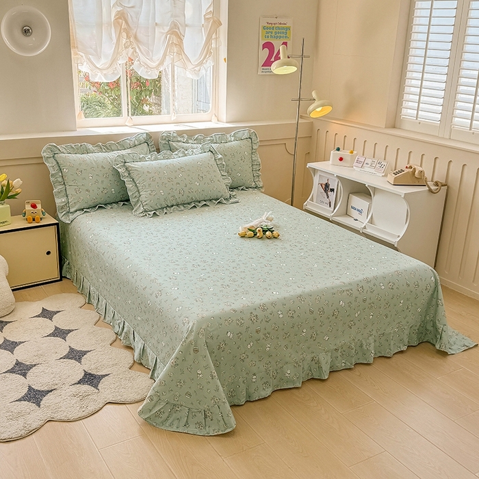 91家纺网 家纺一手货源 找家纺 缦彩家纺  2025新款韩版全棉公主风床单四件套 贝丽花都