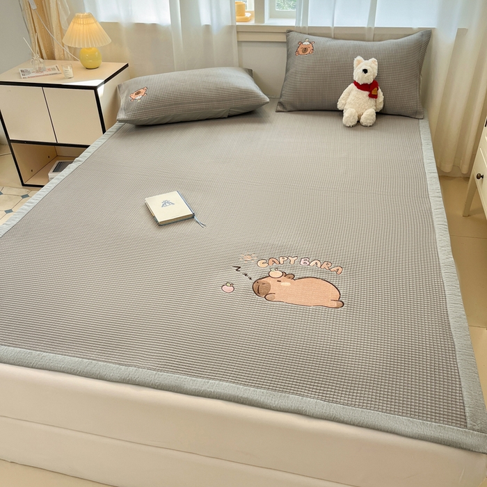 91家纺网 家纺一手货源 找家纺 （总）雅居纺家纺 2025新款A类加厚三明治底华夫格绣花凉感席