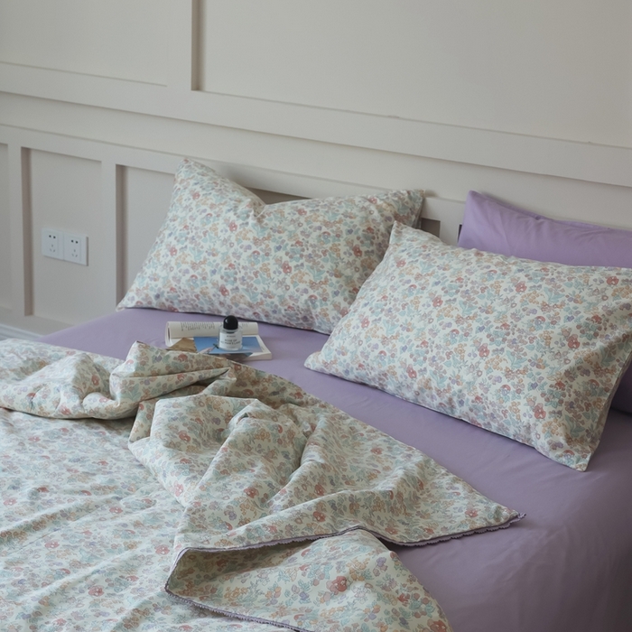 91家纺网 家纺一手货源 找家纺 棉眠 2025新款纯棉花边夏被套件 美琪