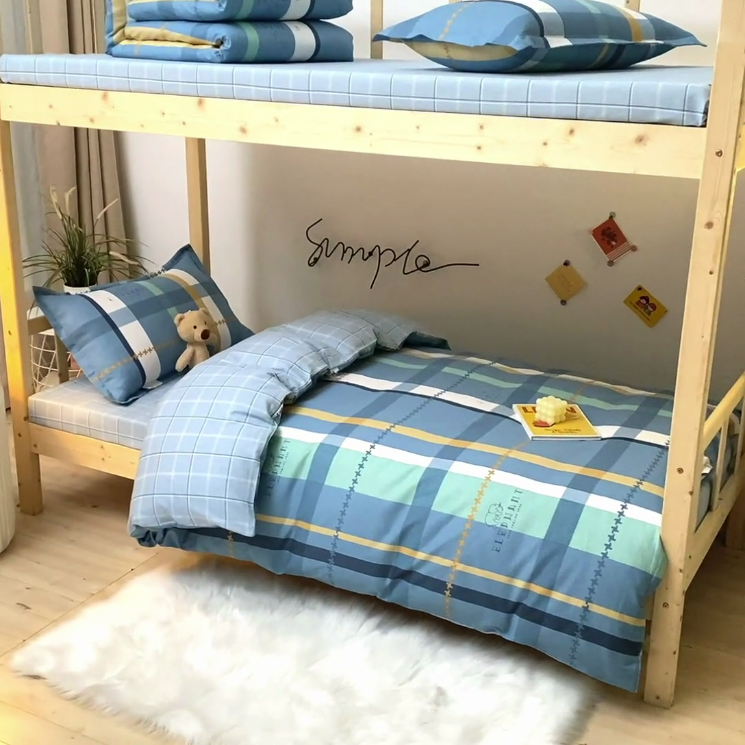 91家纺网 家纺一手货源 找家纺 （总）鑫宇 2025新款全棉13372学生宿舍印花三件套上下铺六件套