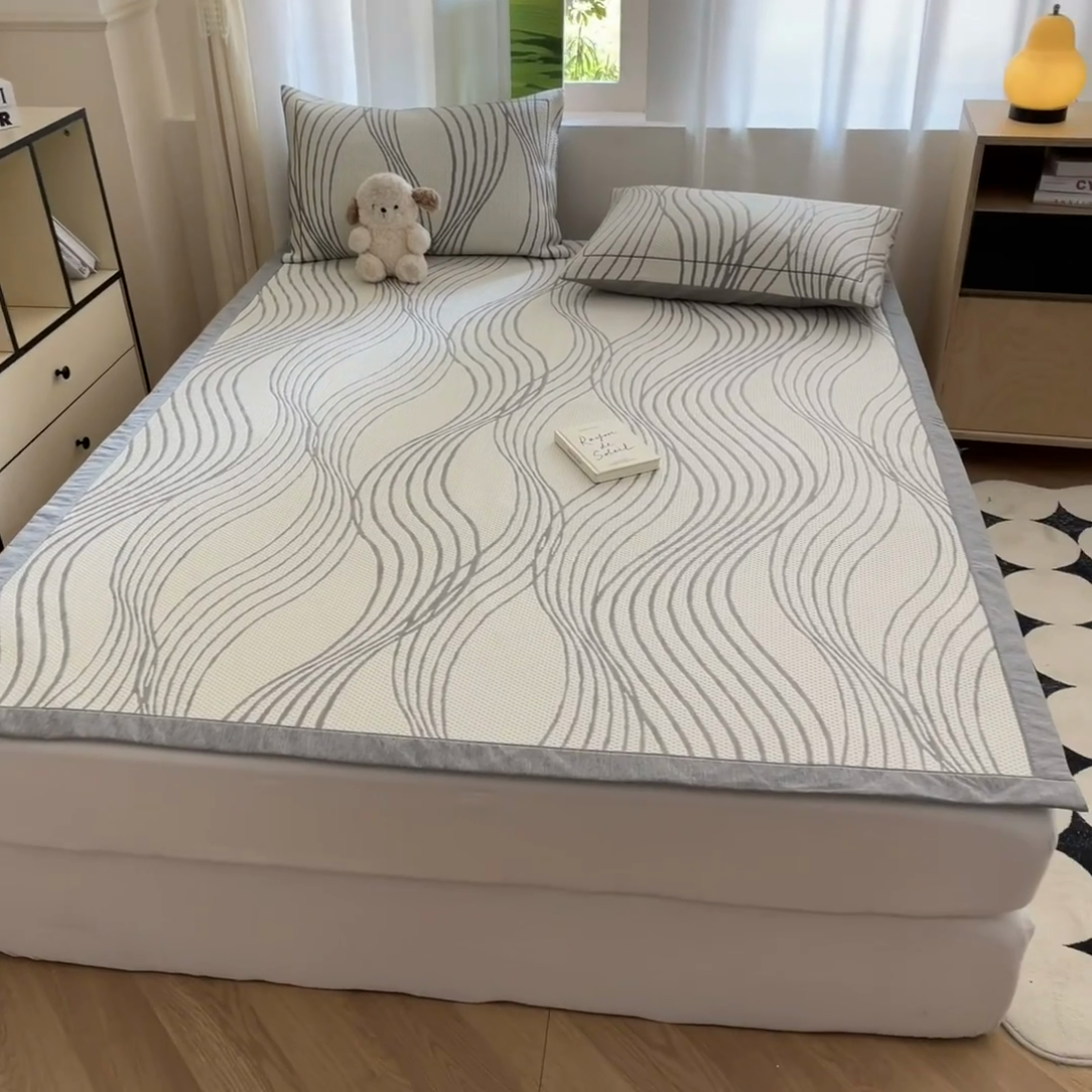 91家纺网 家纺一手货源 找家纺 （总）雅居纺家纺 2025新款A类加厚三明治底简约提花凉感席系列-床席款