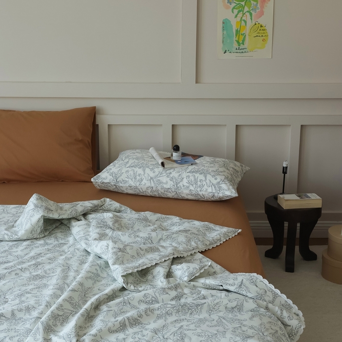 91家纺网 家纺一手货源 找家纺 棉眠 2025新款纯棉花边夏被套件 秋日风铃