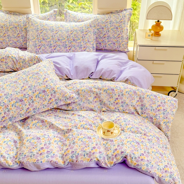 91家纺网 家纺一手货源 找家纺 佑金甜 2025新款100%全棉印花四件套纯棉印花单被套三件套（尺寸已预留）（礼盒塑封包装）（买家秀加V)梵花