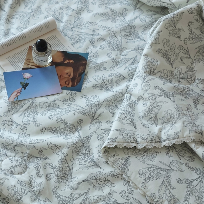 91家纺网 家纺一手货源 找家纺 棉眠 2025新款纯棉花边夏被套件 秋日风铃