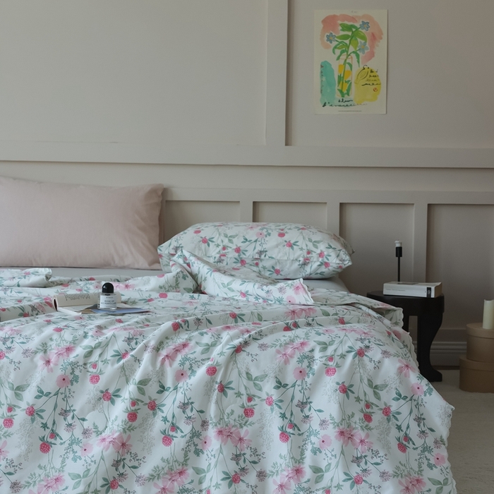 91家纺网 家纺一手货源 找家纺 棉眠 2025新款纯棉花边夏被套件 漫步花庭