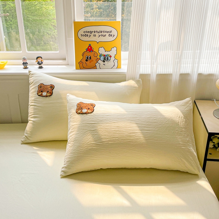 91家纺网 家纺一手货源 找家纺 海岛哥哥 2025春夏新款卡通毛巾绣床笠 三只小熊-黄