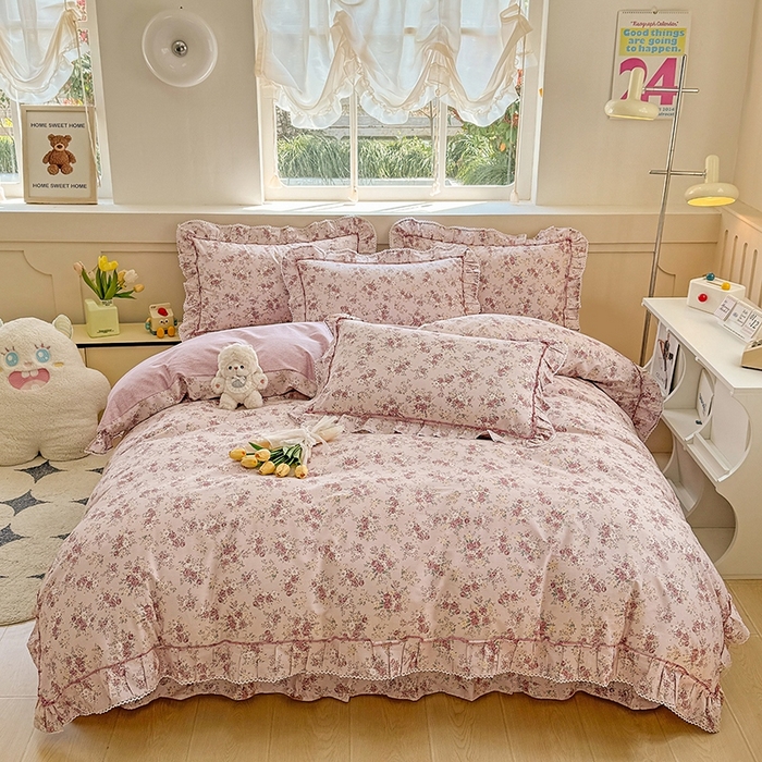 91家纺网 家纺一手货源 找家纺 （总）缦彩家纺  2025新款韩版全棉公主风床单四件套