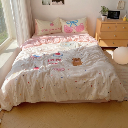 桃喜 2025新款水洗棉毛巾绣单夏被被子被芯夏被套件（非全棉）系列1 星星小熊