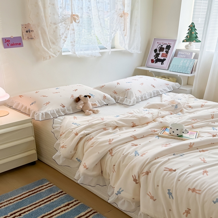 91家纺网 家纺一手货源 找家纺 九花鹿 2025新款凉感提花夏被 啵啵兔