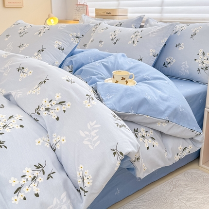 佑金甜 2025新款100%全棉印花四件套纯棉印花单被套三件套（尺寸已预留）（礼盒塑封包装）（买家秀加V)春茶弥香