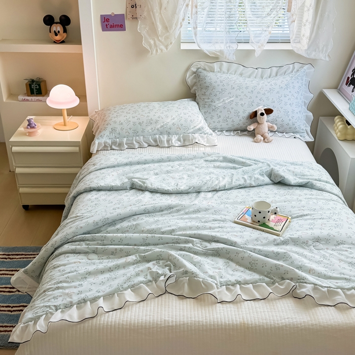 91家纺网 家纺一手货源 找家纺 九花鹿 2025新款凉感提花夏被 花丛兔