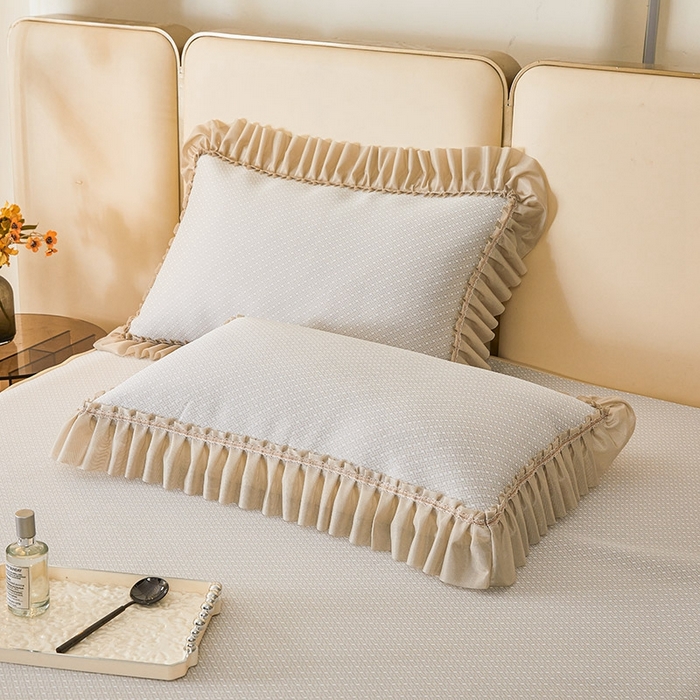 91家纺网 家纺一手货源 找家纺 情恒家纺   2025新款提花PE海洋丝可脱卸床裙席三件套 阡陌 奶咖