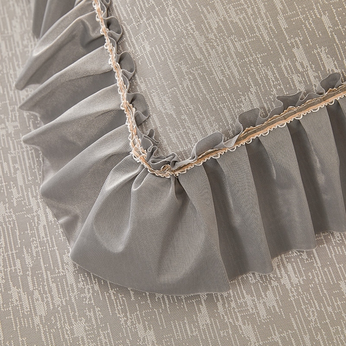 91家纺网 家纺一手货源 找家纺 情恒家纺   2025新款提花PE海洋丝可脱卸床裙席三件套 迷雾森林 星灰