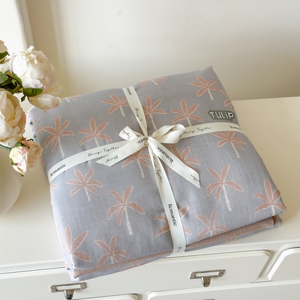 91家纺网 家纺一手货源 找家纺 喜四方 2025新款全棉A类母婴级抗菌全棉双层纱四件套 绚丽-深桔