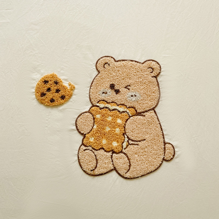 91家纺网 家纺一手货源 找家纺 海岛哥哥 2025春夏新款卡通毛巾绣床笠 小熊饼干-黄