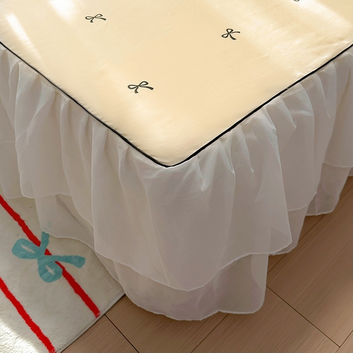 91家纺网 家纺一手货源 找家纺 （总）老K (原美阁）2025年新款双层雪纺床裙款冰丝空调软席三件套