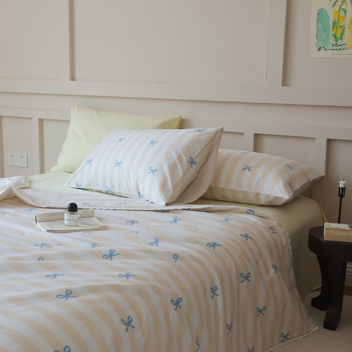 91家纺网 家纺一手货源 找家纺 棉眠 2025新款纯棉花边夏被套件 萝莉点点