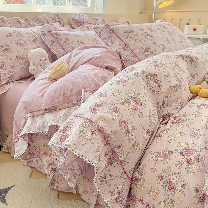 91家纺网 家纺一手货源 找家纺 （总）缦彩家纺  2025新款韩版全棉公主风床单四件套