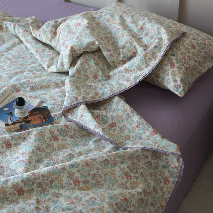 91家纺网 家纺一手货源 找家纺 棉眠 2025新款纯棉花边夏被套件 美琪