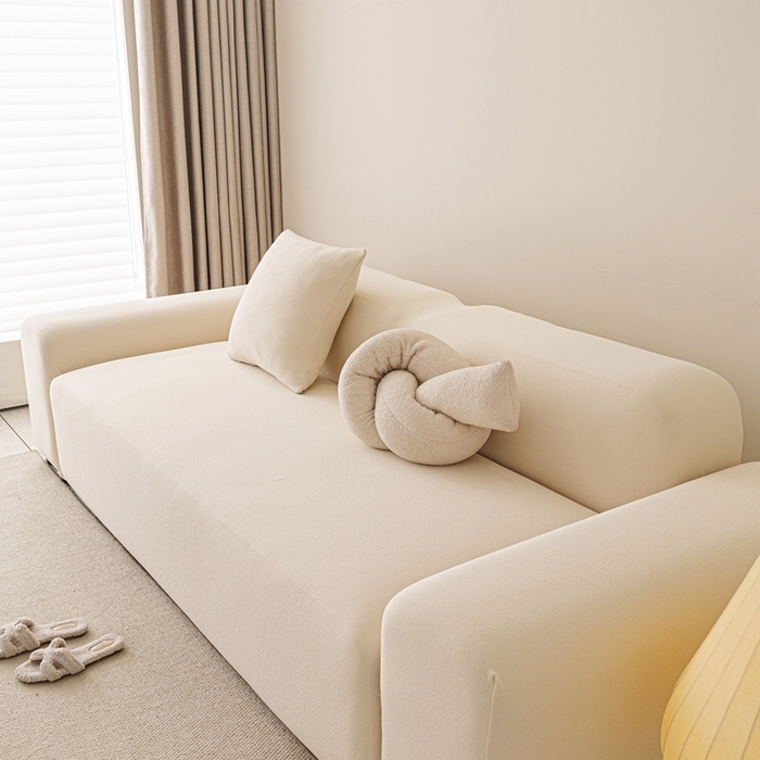 91家纺网 家纺一手货源 找家纺 沐沐家纺  2026新款素鸢沙发套 米白 双人(145-185cm)