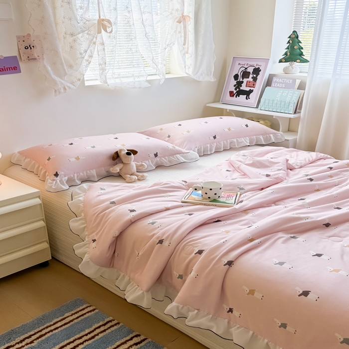 91家纺网 家纺一手货源 找家纺 九花鹿 2025新款凉感提花夏被 兔先生