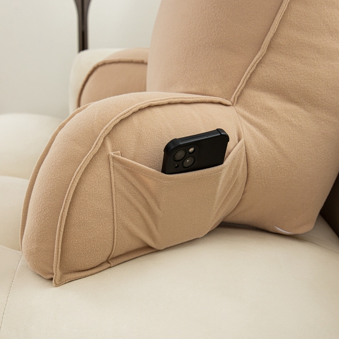 91家纺网 家纺一手货源 找家纺 沐沐家纺  2026新款平板拉毛护腰靠背 杏色