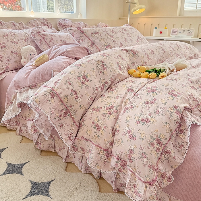 91家纺网 家纺一手货源 找家纺 （总）缦彩家纺  2025新款韩版全棉公主风床单四件套