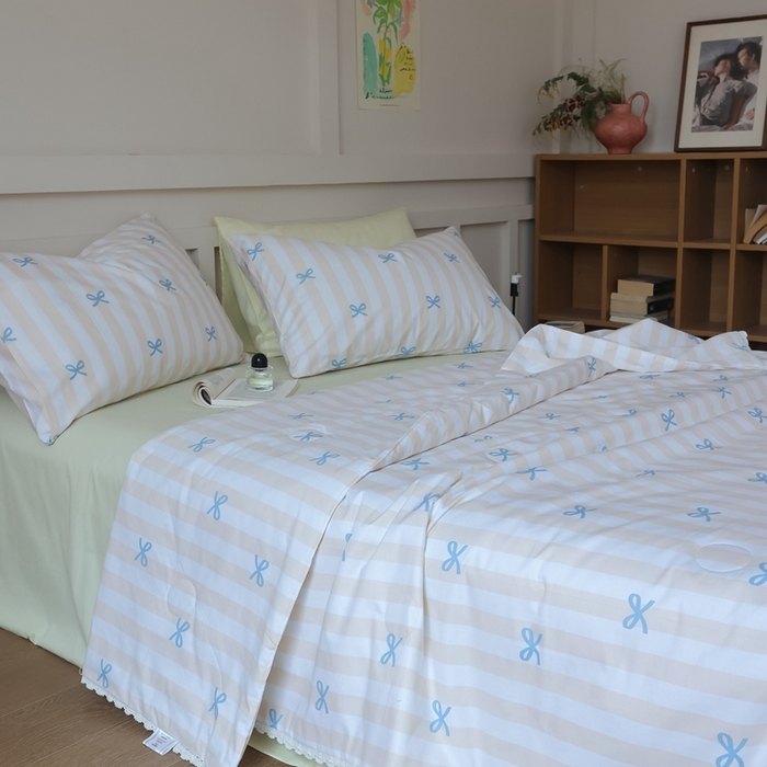 91家纺网 家纺一手货源 找家纺 棉眠 2025新款纯棉花边夏被套件 萝莉点点