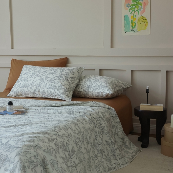 91家纺网 家纺一手货源 找家纺 棉眠 2025新款纯棉花边夏被套件 秋日风铃